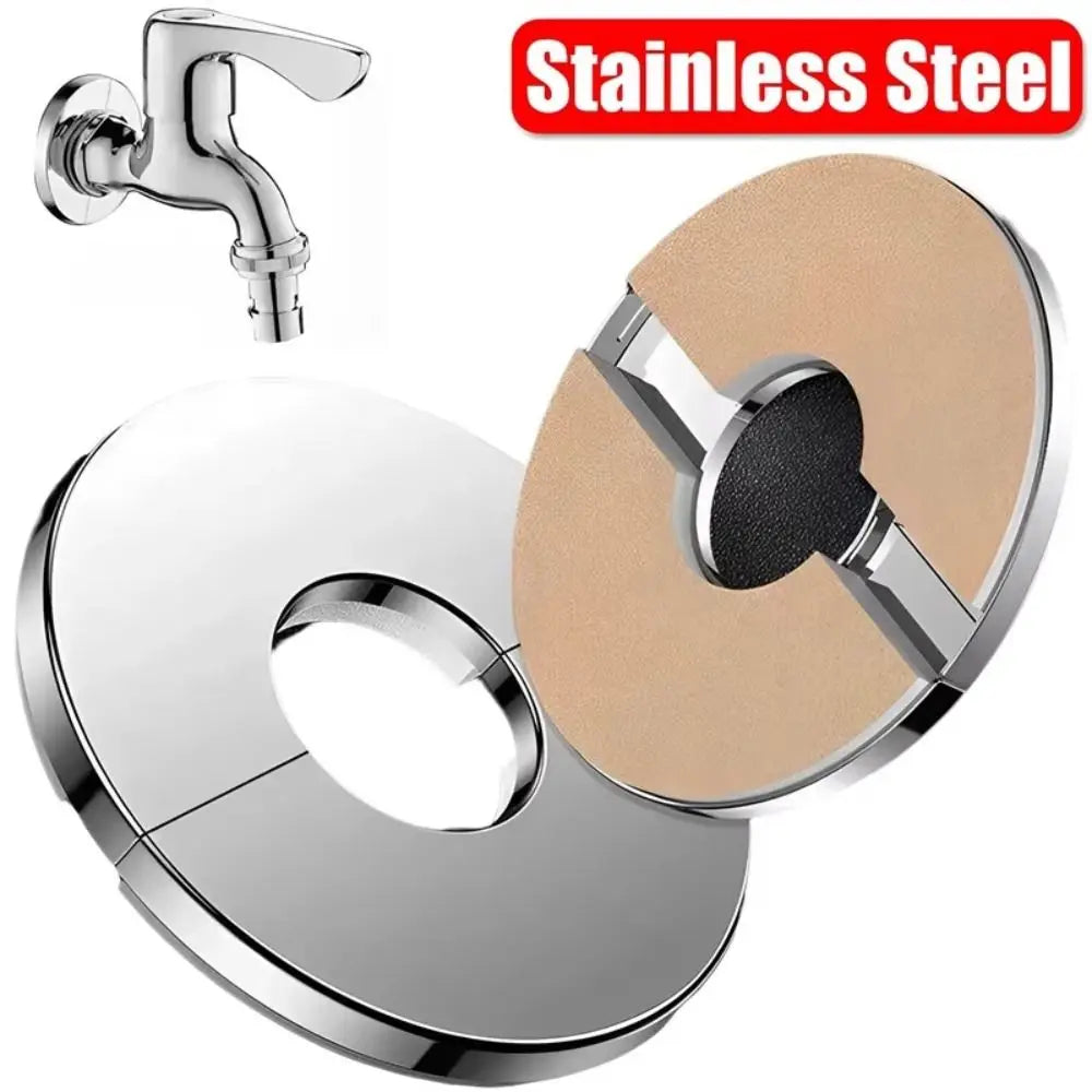 Useful Self-Adhesive Shower Faucet Cover Stainless Steel Silver