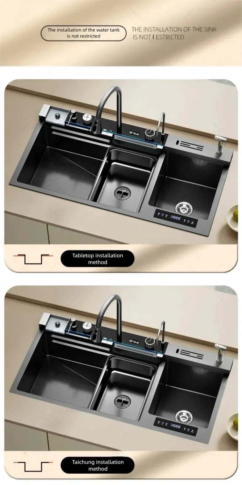 Stainless Steel 100x50cm Large Double Slot Sink Water