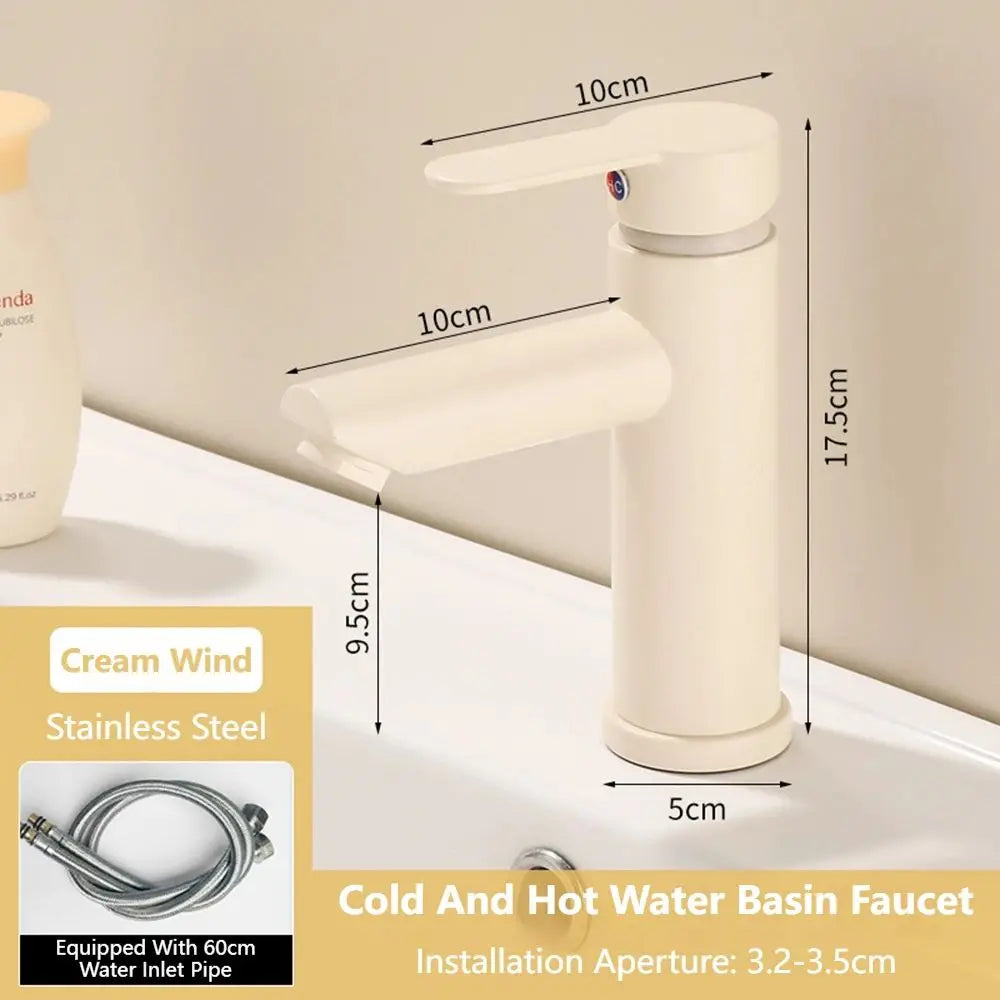 Milk White Handle Deck Mounted Basin Sink Faucet