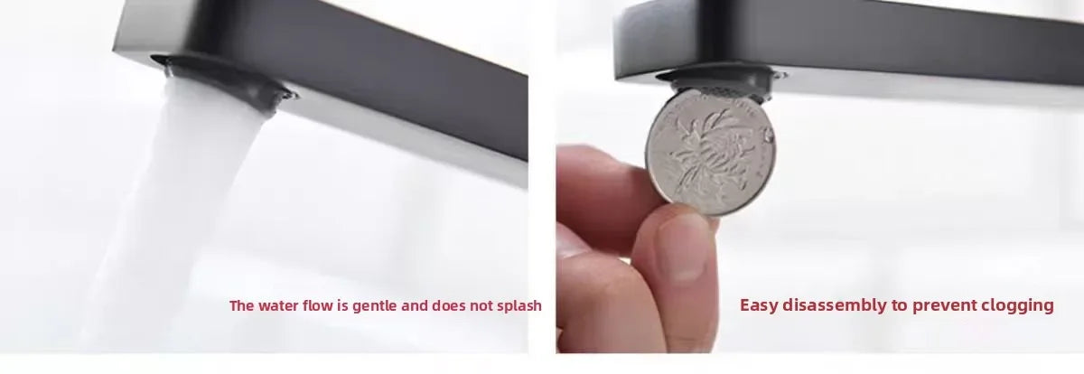 Elegant Black Handle Bathroom Faucet - Stainless Steel