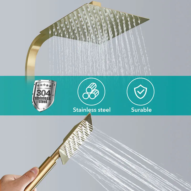Brushed Gold Bathroom Shower Faucet Brass Bath Faucet