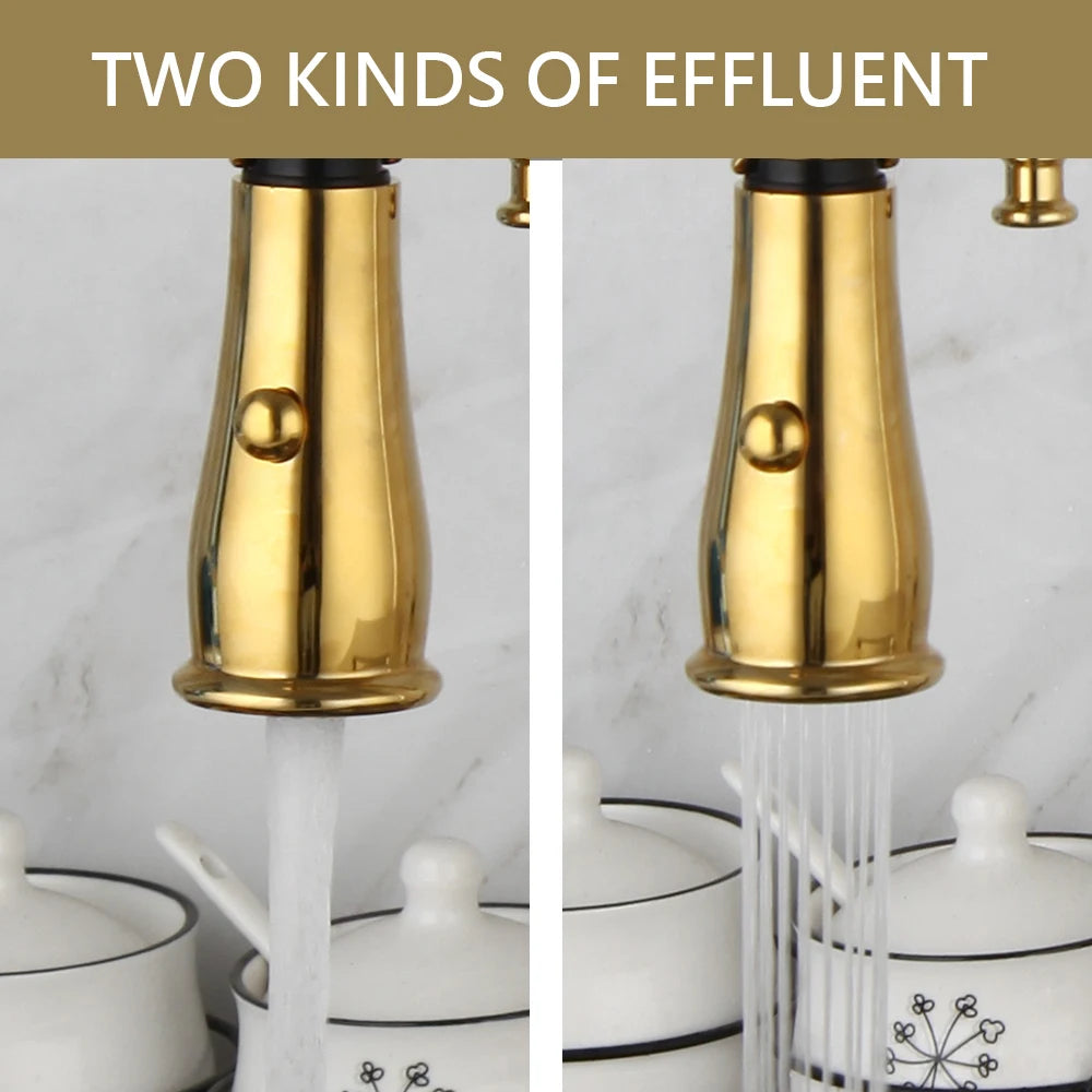 Kemaidi Golden Spring Pull Down Sink Faucet &