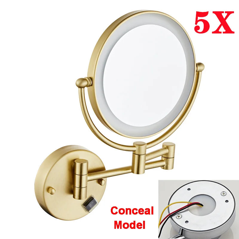 Brushed Gold Led Bathroom Mirrors Quality Brass Folding