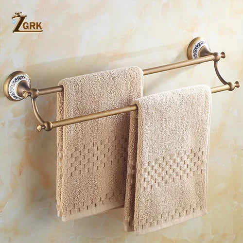 Zgrk Antique Bathroom Carved Brass Hardware Wall Mounted