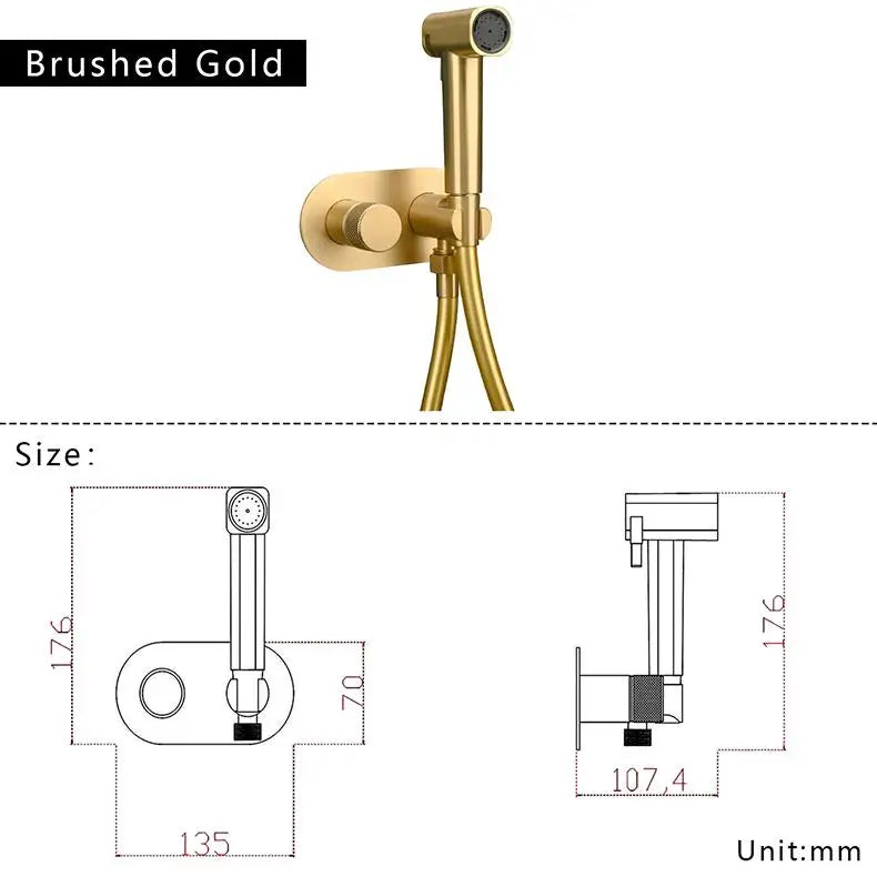Brass Wall Mount Toilet Bidet Sprayer Faucet Cold