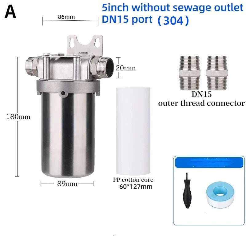 1pc 304/316 Stainless Steel Prefiler Water Filter Industrial