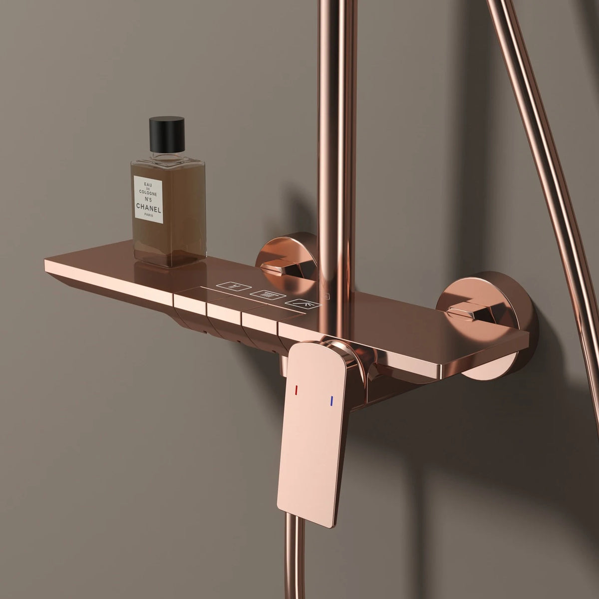 Brushed Rose Gold Piano Bathroom Shower Brass Cold