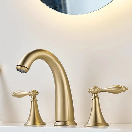 Brushed Gold Bathroom Faucet Total Brass Basin Faucet
