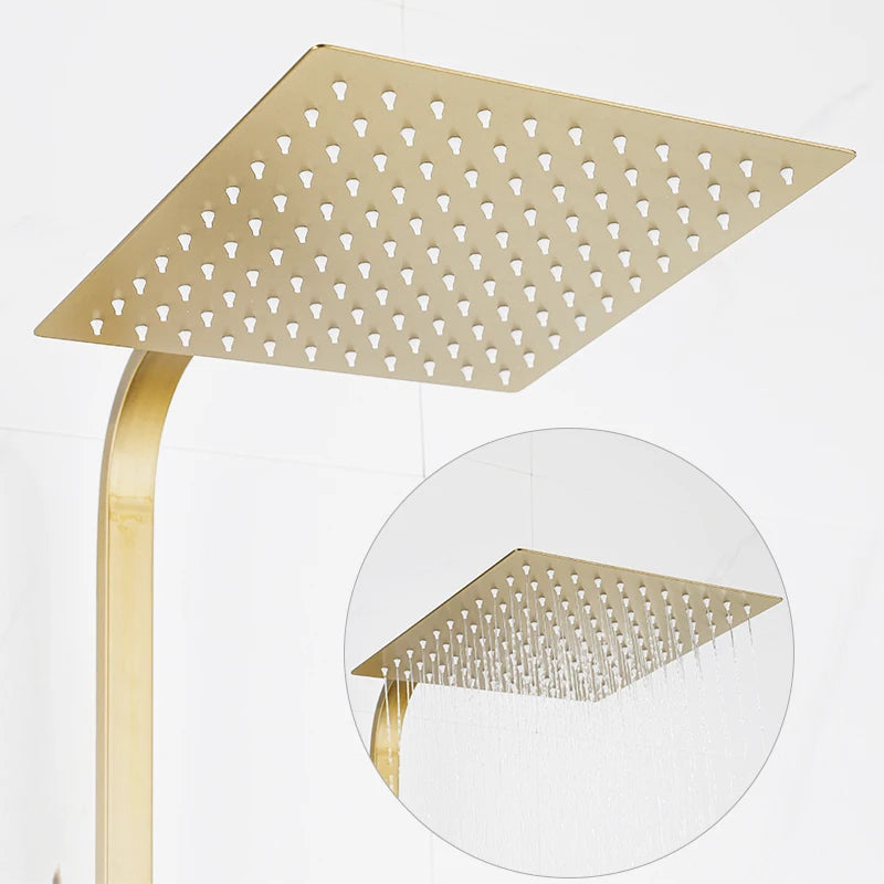 Luxury Rainfall Shower Height Adjustable 15cm Spout Bathroom