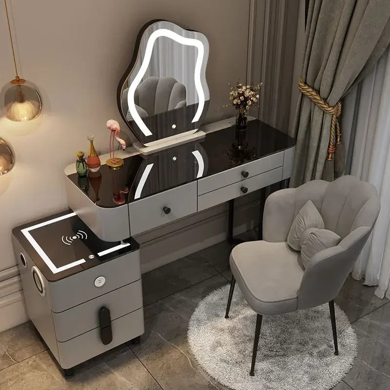 Nordic Glass Luxury Dressing Table Smart Wireless Charging