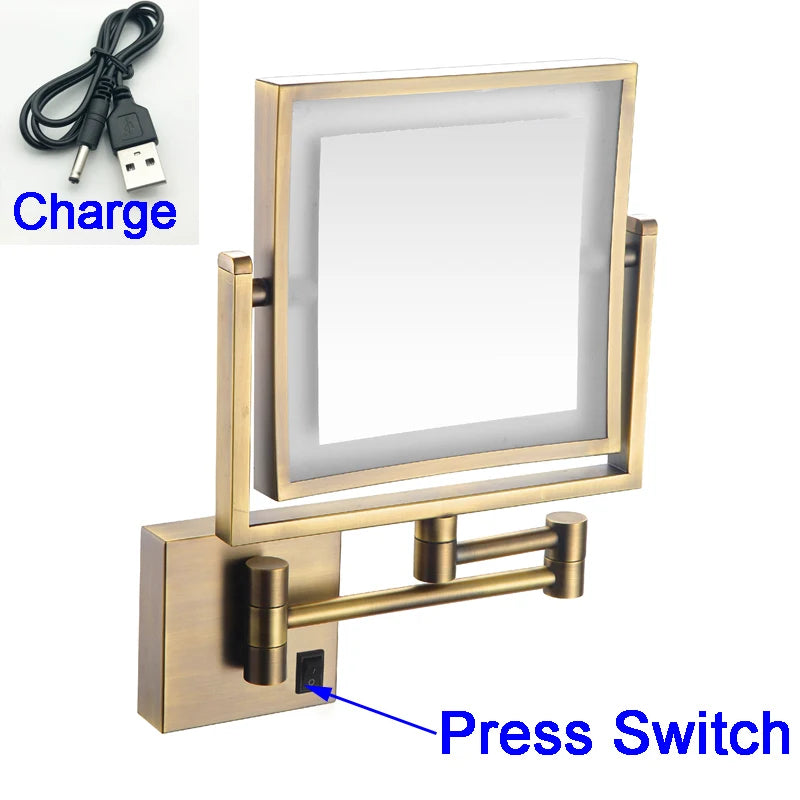 Magnifying Bathroom Mirror Hunnise Quality Brass Gold Hotel