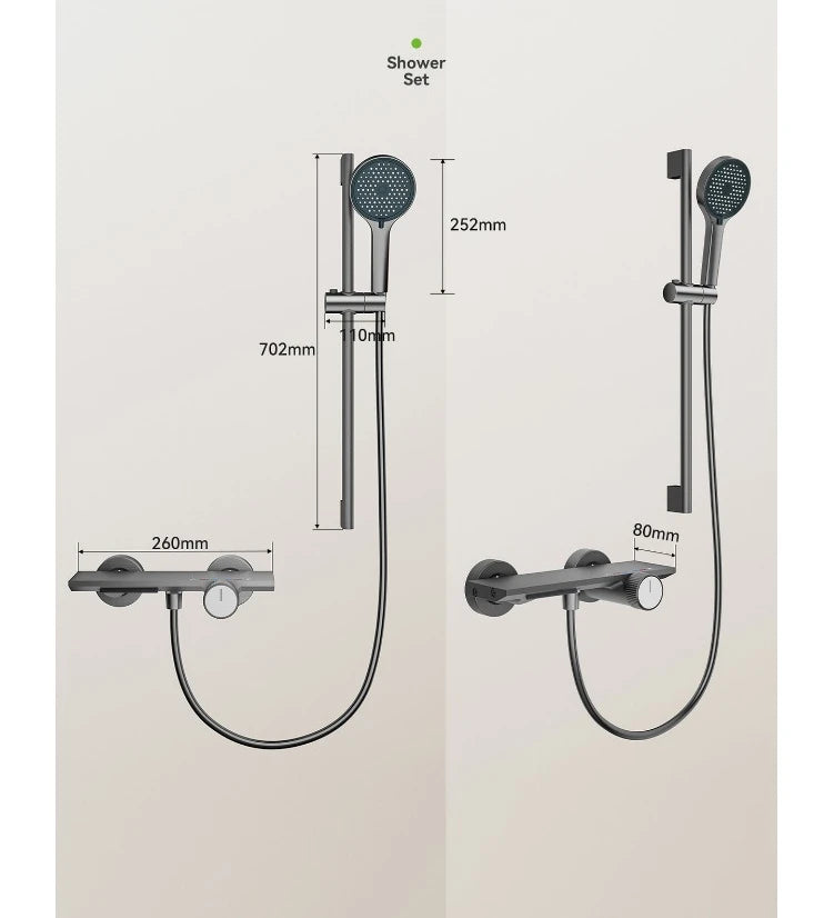 Two Ways Water Outlet Knobbed Bathroom Shower System