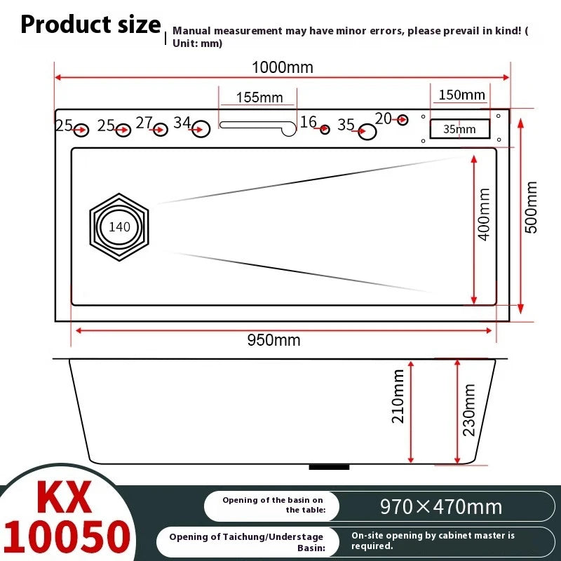 Stainless Steel Waterfall Sink Large Slot Integrated Sinks
