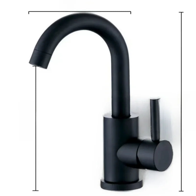 Punch-Free Black Nickel Bathroom Sink Faucet 360 Rotatable