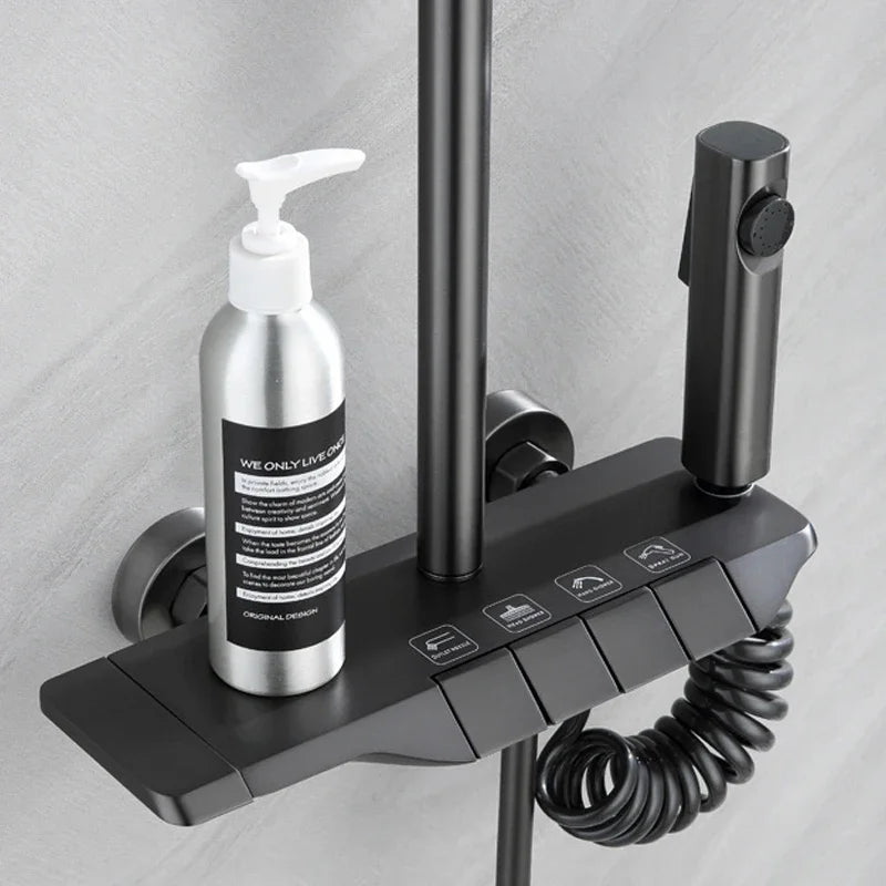 Grey Shower System Bathroom Digital Led Rain Showers