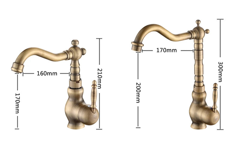 Bathroom Sink Faucet Antique Bronze 360 Degree Turn