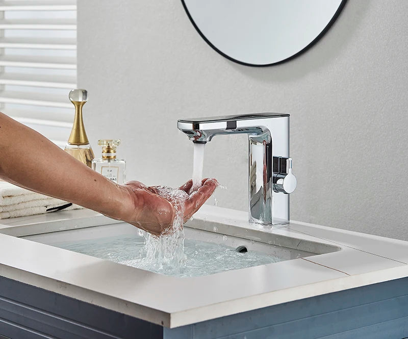 Luxury Silver Gray Smart Lcd Daul Sensor Bathroom