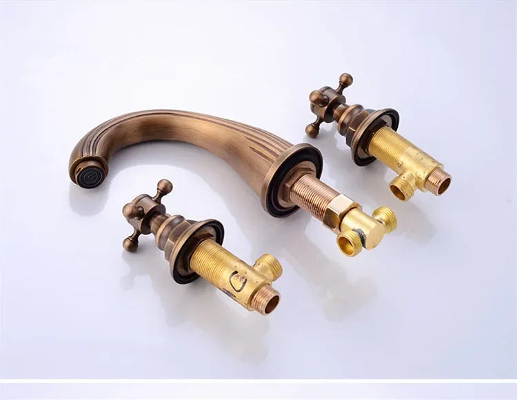 Basin Faucets 3pcs Antique Brass Classic Bathroom Sink