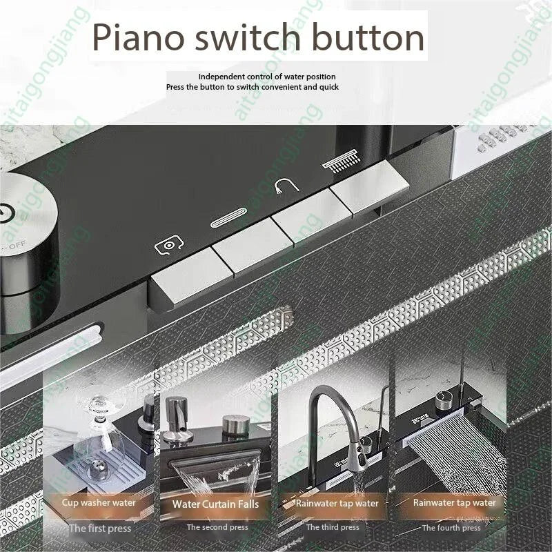 0mm Double Waterfall Sink Embossed Stainless Steel Sink