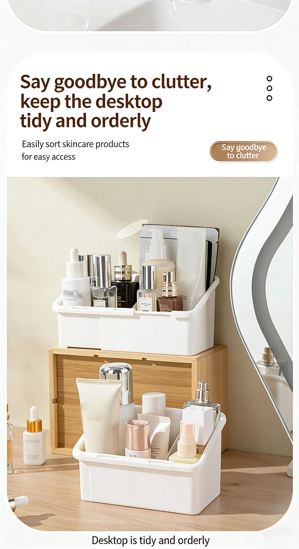 1/2/4pcs Mirror Cabinet Expandable Cosmetic Storage Box