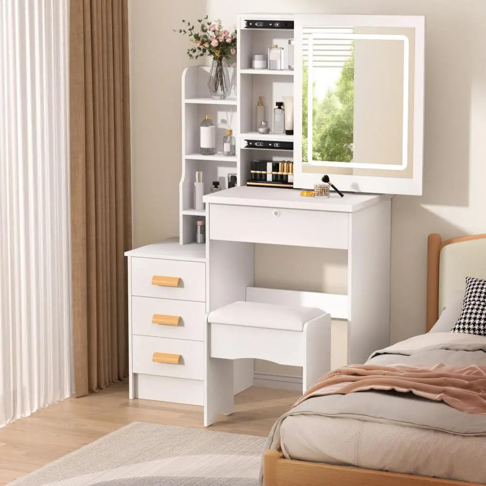 Bedroom Dressing Table Vanity Desk Sliding Mirror Lights