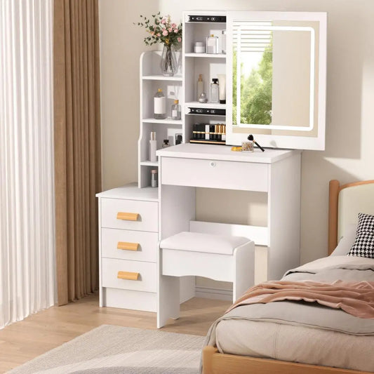 Bedroom Dressing Table Vanity Desk Sliding Mirror Lights