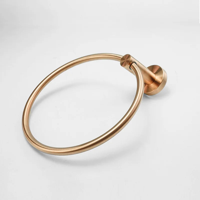 Brushed Rose Gold Bathroom Towel Rack Tissue Rack