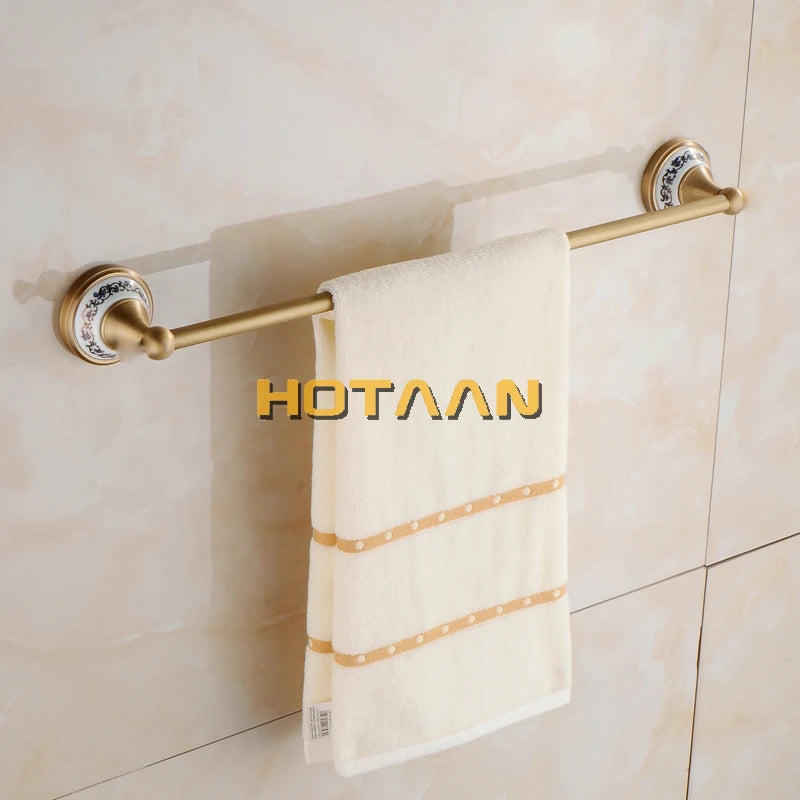 Antique Brushed Solid Brass Bathroom Sets European Porcelain