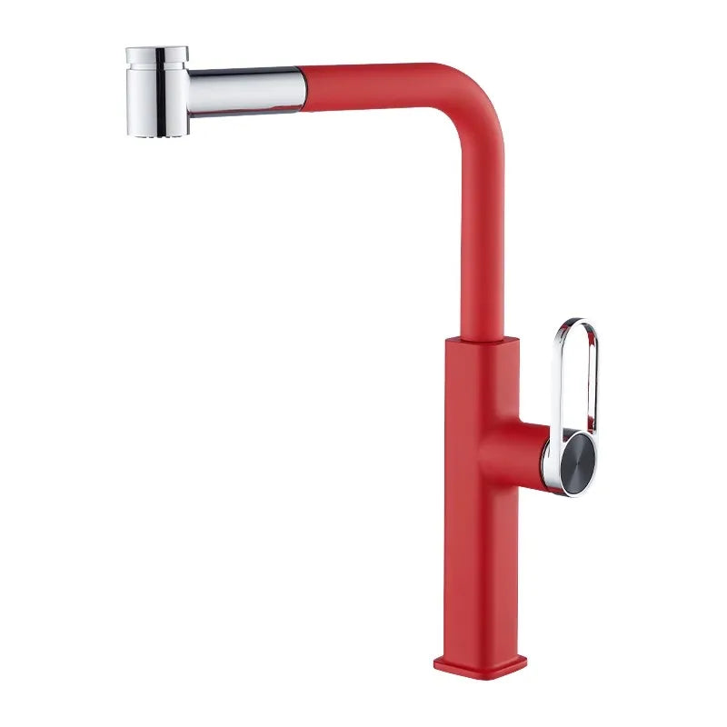 Pull Out Faucet Lever Brass Rotation Cold Pink