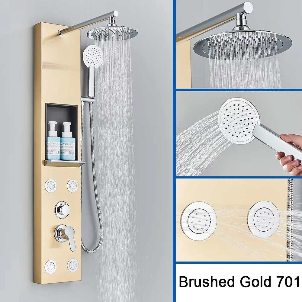 Black Shower Panel Column Big Screen Rain&Waterfall Shower