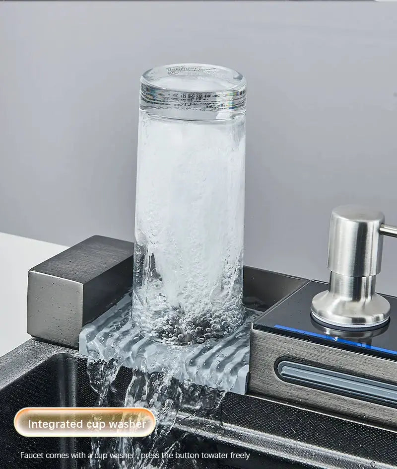 304 Stainless Steel Waterfall Sink Large Slot Integrated