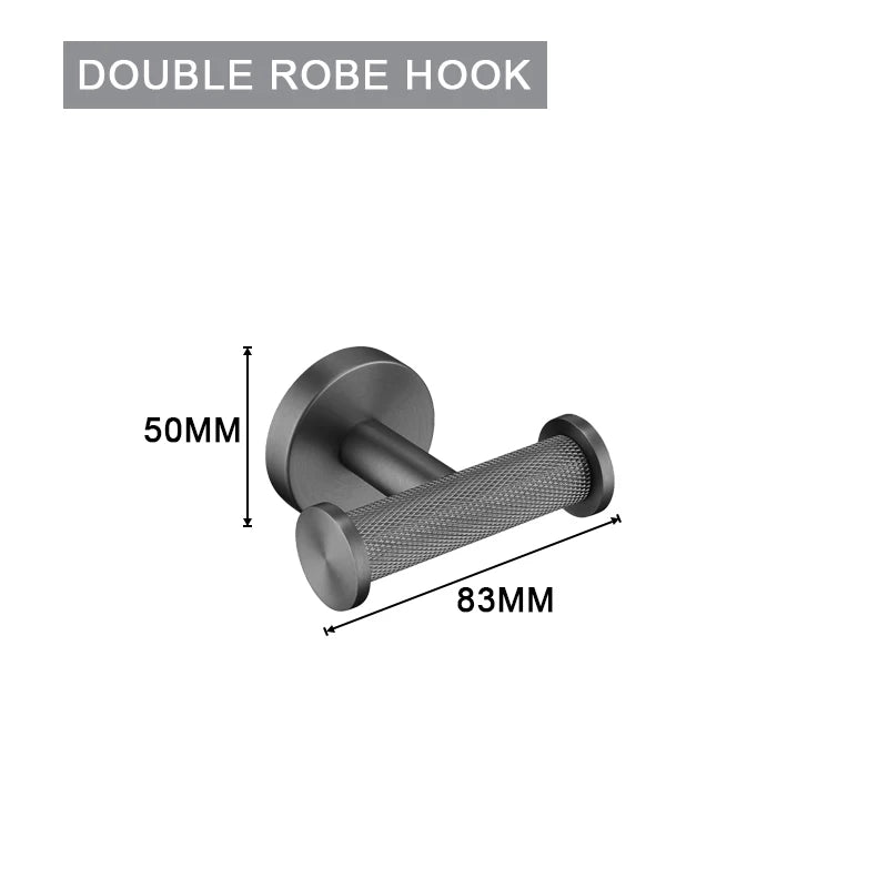 Grey Bathroom Hardware Kit Stainless Steel Round Wall