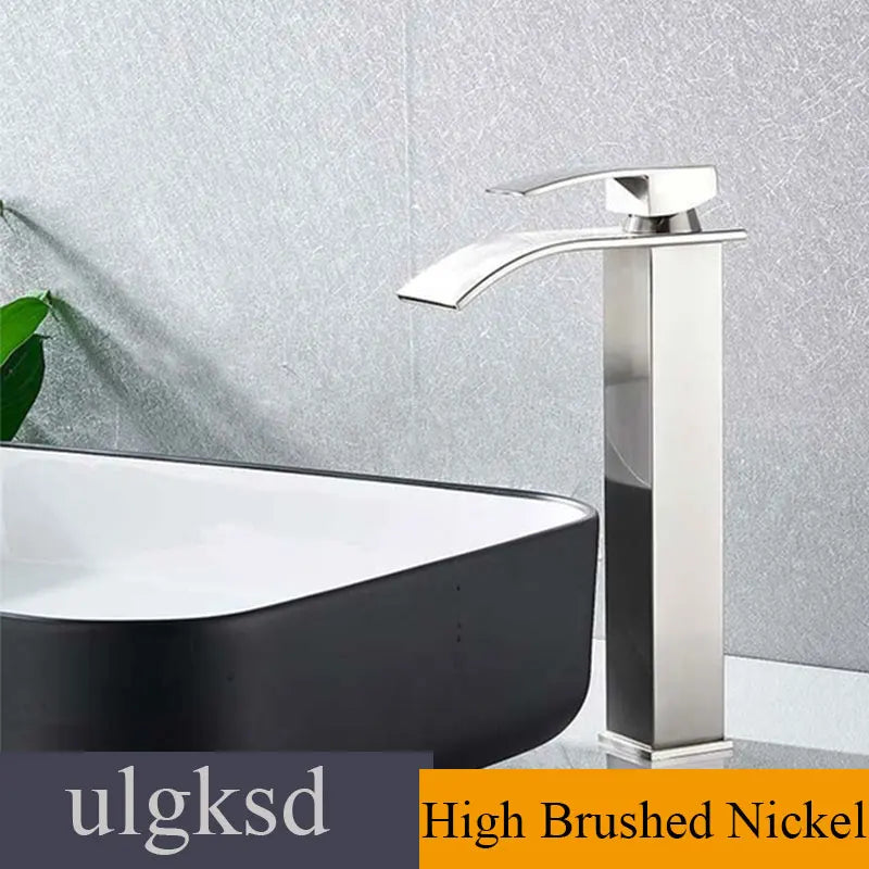 Waterfall Bathroom Basin Sink Faucet Handle Mixer Tap