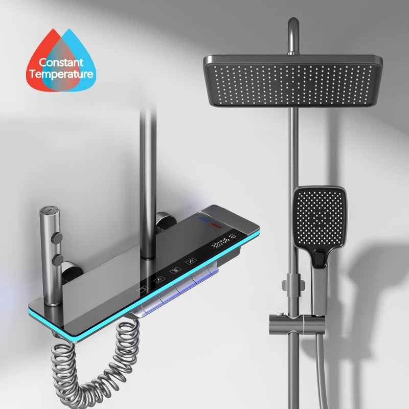 Luxury Smart Digital Temperature Shower System Bathroom Rain