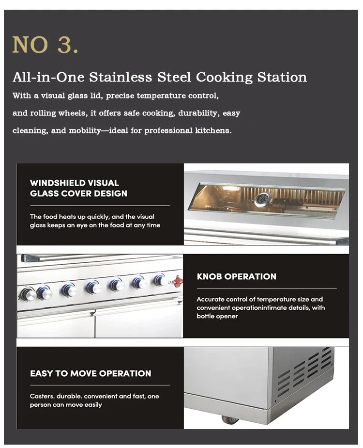 Sturdy 304 Stainless Steel Outdoor Cabinet Grill Cooktop