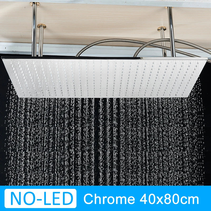 Luxury Brushed Nickel/Chrome/Black Led 16inch Rainfall Shower