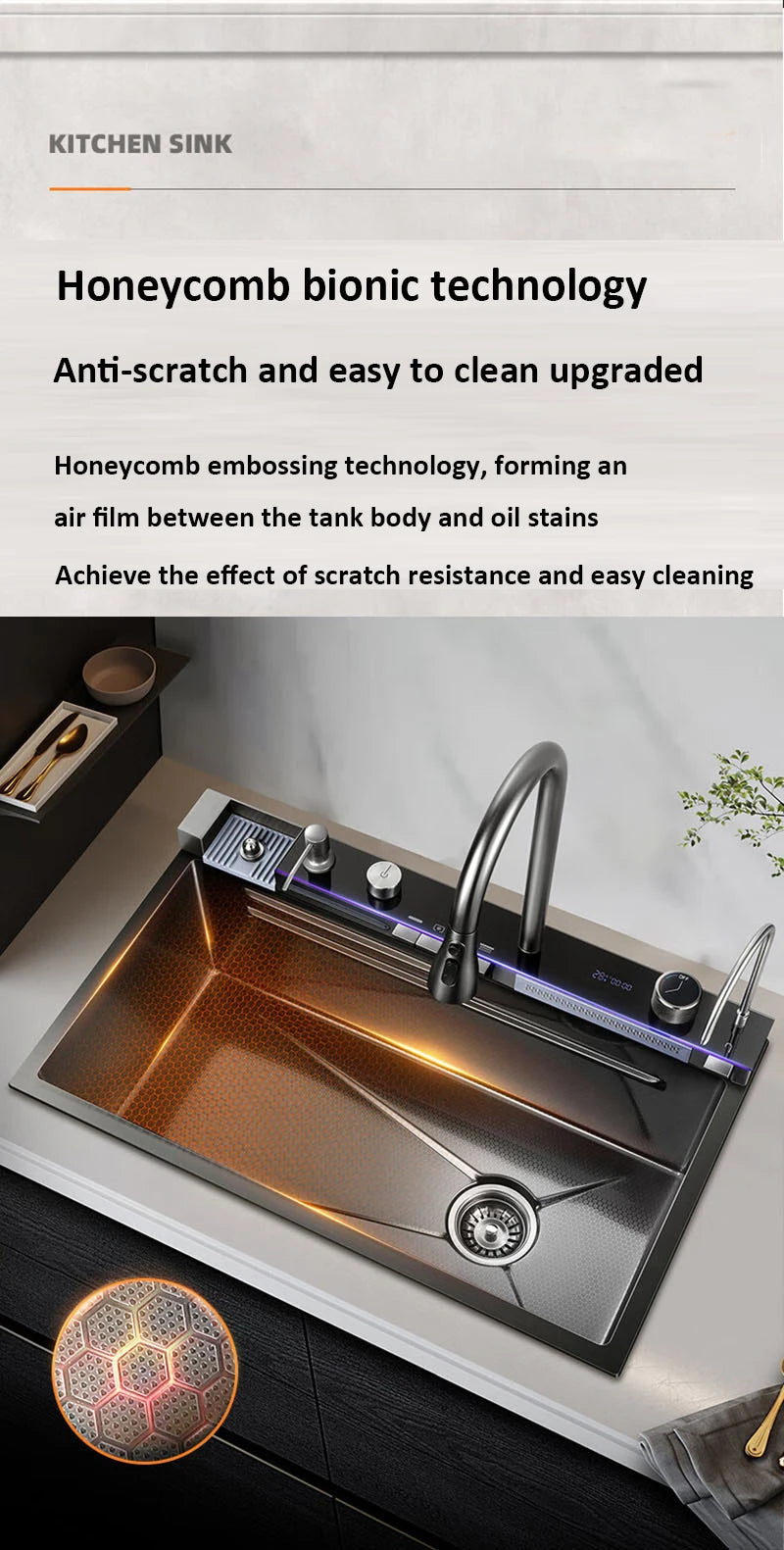 Multifonction Sink Whale Waterfall Faucet 50l Large Capacity