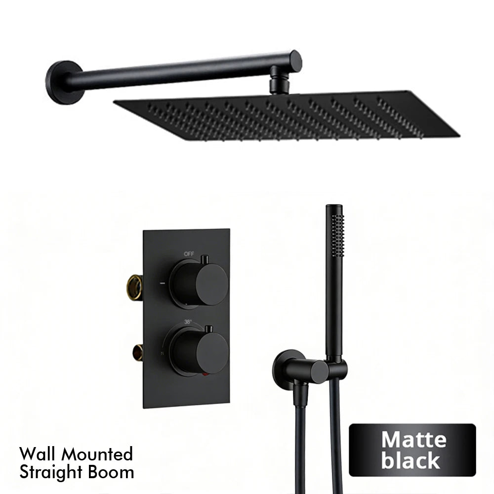 Bathroom Faucet Dial Way Brushed Gold Thermostat Shower