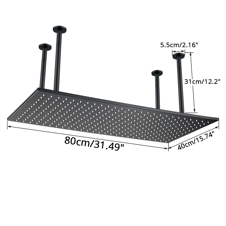Luxury 80cm Rain Shower Head Chrome Big Top