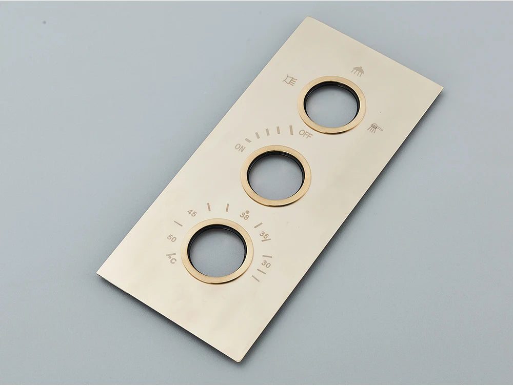 Brushed Gold Thermostatic Shower Mixer Valve Brass 3-Ways