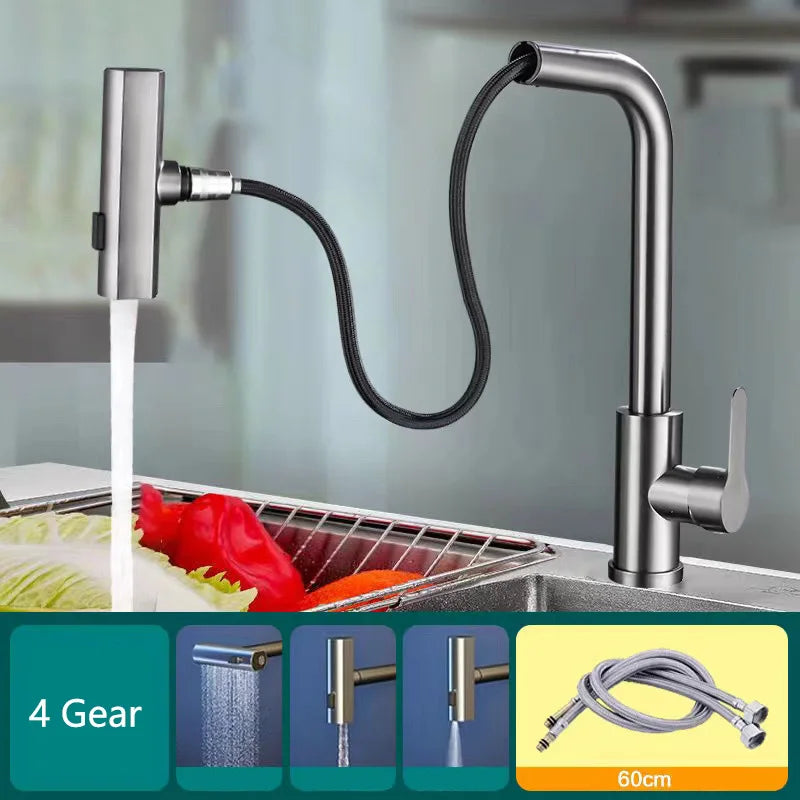 Pull-Out Flying Rain Waterfall Faucet Cold Faucet 304