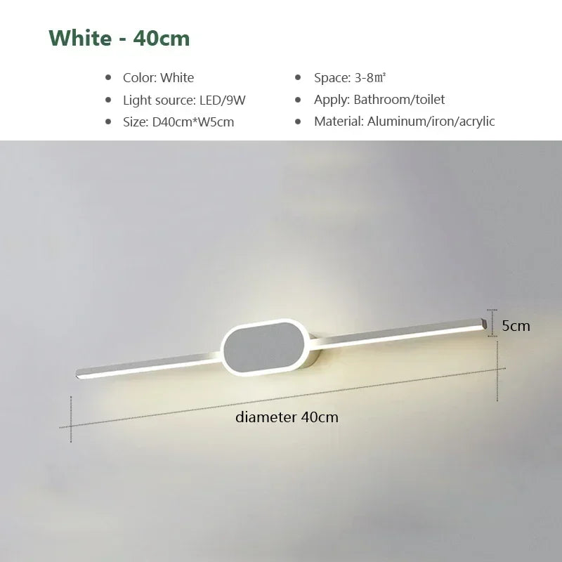 Modern Luxury Bathroom Wall Lamp Black White Aluminum