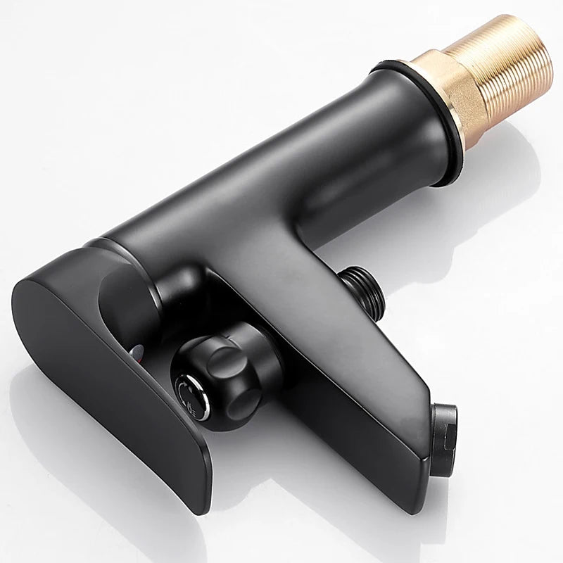 Brass Bathroom Basin Faucet Black Handle Tap Sink