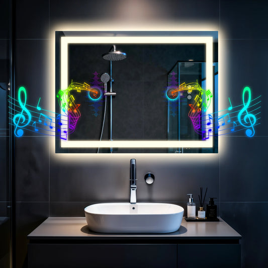 Led Bathroom Mirror Tempered Glass Mirror Bluetooth Colors