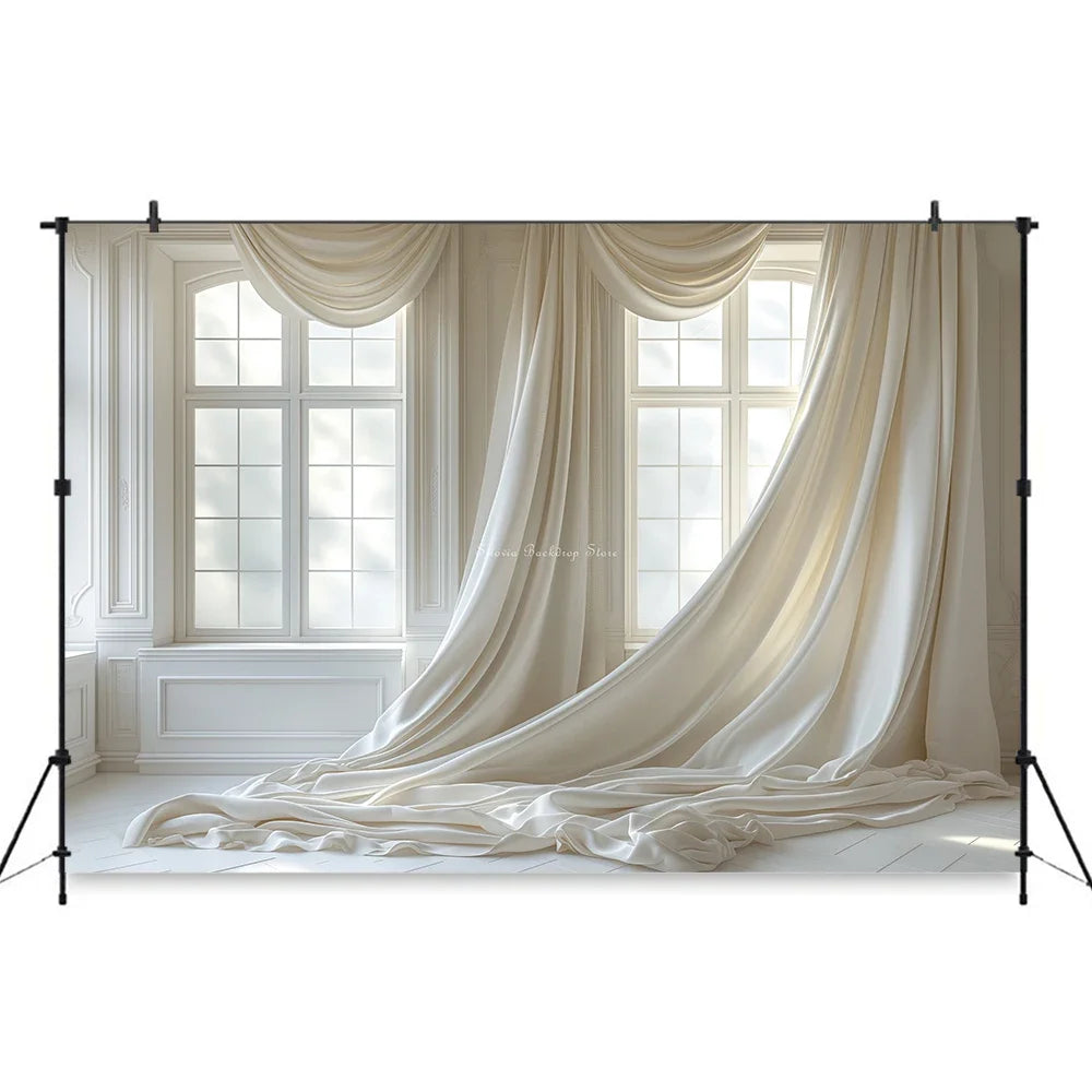 White Gauze Curtains Background Wedding Bride Shower Photography