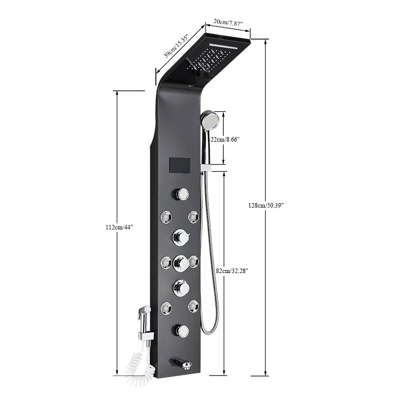 Shinesia Led Shower Panel Rainfall Bathroom Column Mixer