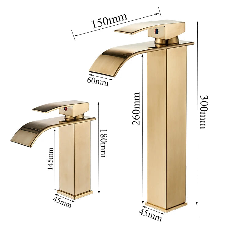 Waterfall Bathroom Basin Sink Faucet Handle Mixer Tap