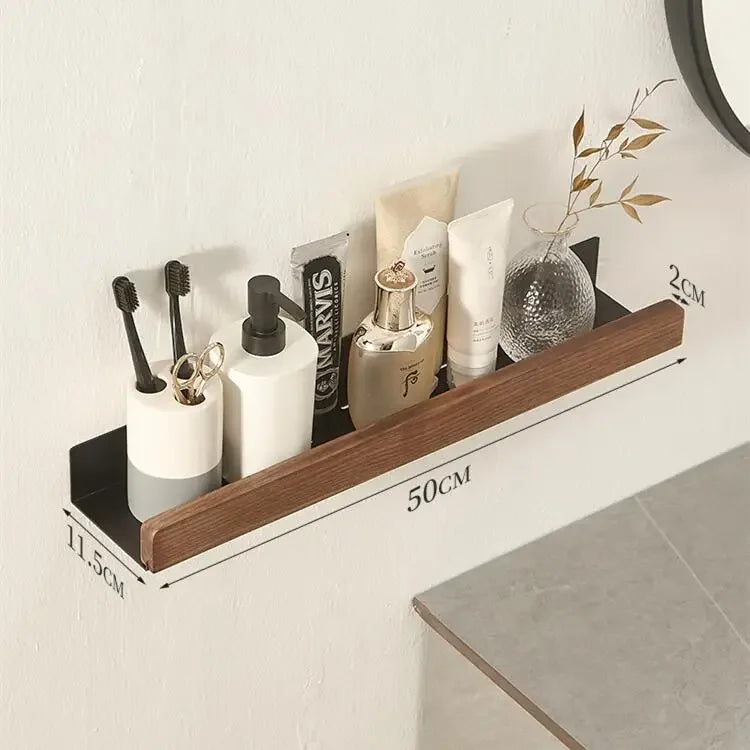 Walnut Wood Black Bathroom Hardware Bathroom Towel Rack