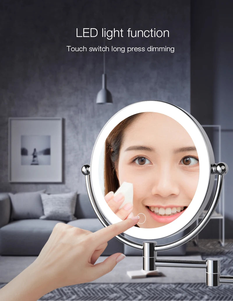 Brushed Gold Led Bathroom Mirrors Quality Brass Folding