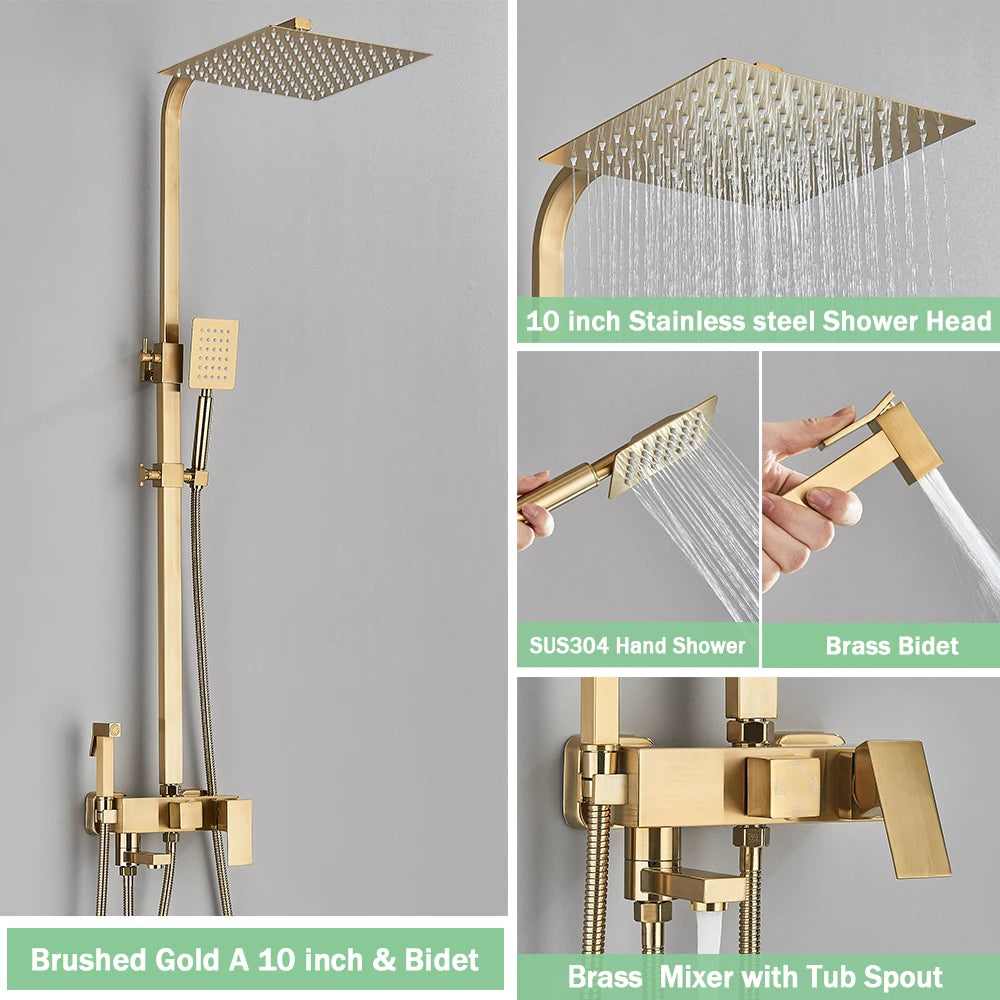 Rozin Rainfall Bathroom Shower Faucet Bidet Mixer Tap
